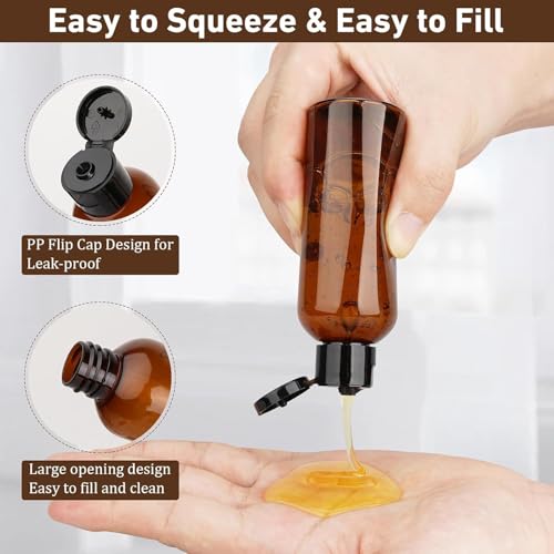 10 Pack 3.4oz Pre-print Brown Travel Bottles for Toiletries - color: C-Amber