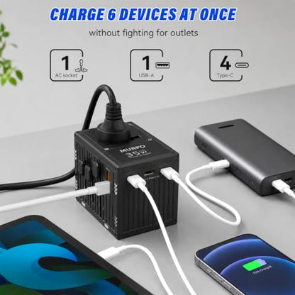 Universal Travel Adapter International Power Adapter with 4 USB-C & 1 USB-A Port