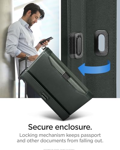 Spigen Life Passport Card Cover Holder, RFID Blocking - color: Military Green