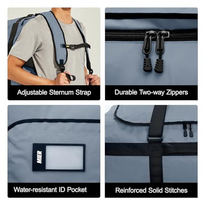 MIER 40L/60L/90L Water Resistant Backpack Duffel, Heavy Duty Duffle Bags - color: Gray, size: 60l