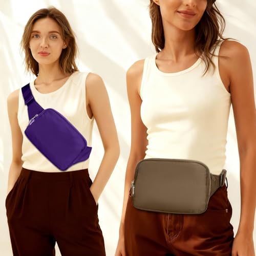 2L Fanny Pack for Women Men, Large Everywhere Belt Bag with Adjustable Strap 55", Crossbody Bag Water-resistant for Travel Sports Runnin Hiking, Fashion Waist Bag Dark Grey - color: Dim Grey