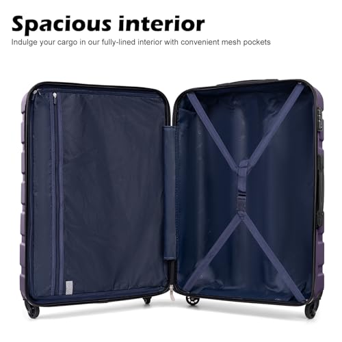 Coolife Luggage Set, 3 Piece Lightweight Durable Hardshell, Purple - color: Purple