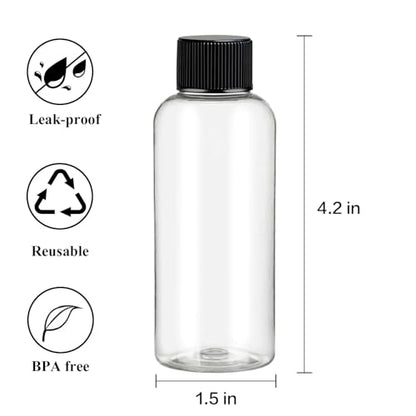 DNSEN Travel Bottles for Toiletries 3.4 oz Travel Size Mouthwash Bottles with Black Screw Cap, BPA Free Leak-Proof Portable Liquid Container 5 pack