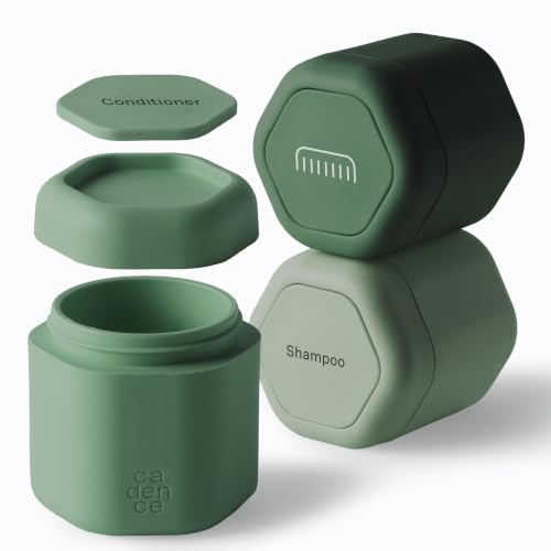 Cadence Travel Containers Haircare Capsule Set - Magnetic Containers with Lids,Carry On Travel Essentials For Women/Men - 3 Flex Mediums (1.32oz) - Shampoo, Conditioner & Comb Icon Labels - Evergreen - color: Evergreen, size: Haircare (Set of 3)