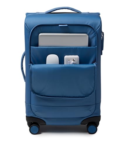 JanSport Good Latitude Carry On Spinner Suitcase - 42L Water Resistant Travel Luggage with 16 Inch Laptop Sleeve - Durable Lightweight Rolling Hardside Softside Carry-on Bag, Elemental Blue - color: Elemental Blue, size: 22-inch Carry On