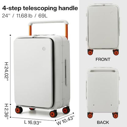 mixi 24 Inch Checked Luggage Aluminum Frame & Spinner Wheels, Smoke White - color: Smoke White, size: 24-inch