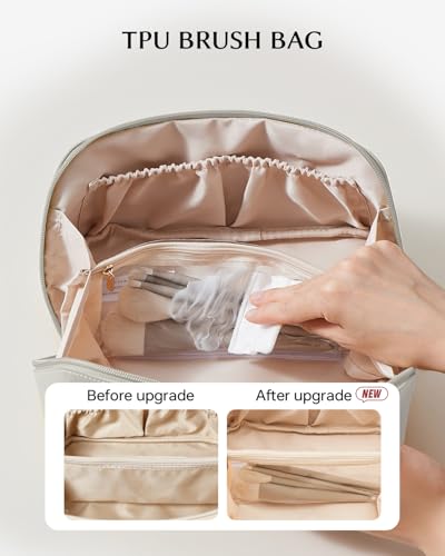 EACHY Travel Makeup Bag for Women, Flat Open Cosmetic Bag, Gray, Medium - color: A - Gray, size: Medium