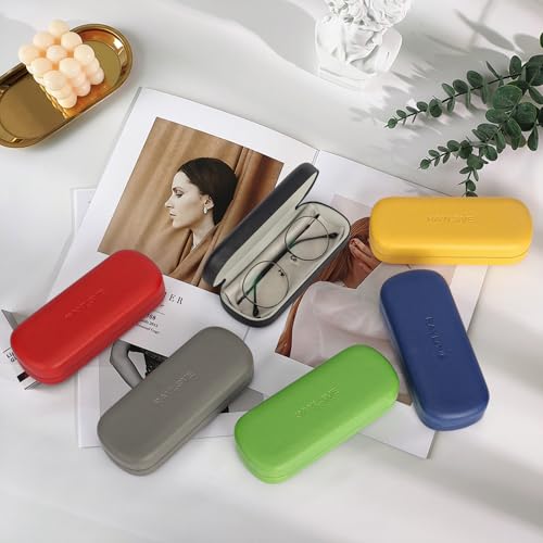 RayLove Glasses Case Hard Shell Eyeglass Case with Cleaning Cloth, PU Leather Protective Eye Glass Cases Fits Most Sunglasses - color: Green Green