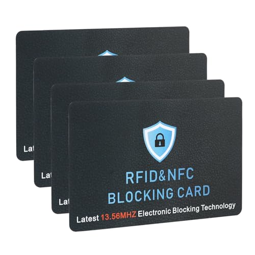 4 Pack RFID Blocking Card, Contactless NFC Debit Credit Card Passport Protector,Entire Wallet Purse Protect - color: 4 Pcs Black