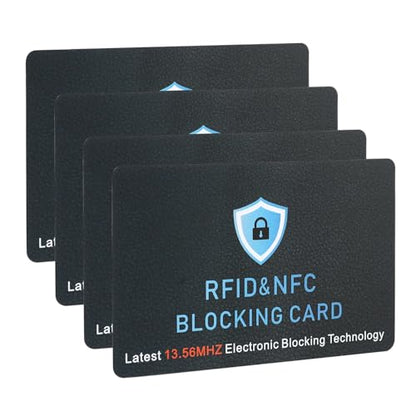 4 Pack RFID Blocking Card, Contactless NFC Debit Credit Card Passport Protector,Entire Wallet Purse Protect - color: 4 Pcs Black