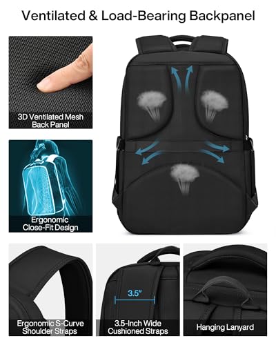 MILADA Travel Backpack, Expandable Carry On Backpack 28L-39L, Black - color: Black