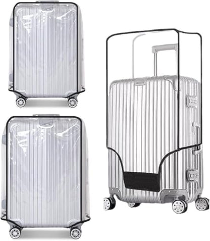 2PCS Clear PVC Suitcase Cover Protectors Transparent Luggage Cover Waterproof Wheeled Suitcase Dust Cover Dustproof Travel Luggage Sleeve Protector (24“+28”) - size: 24“+28”
