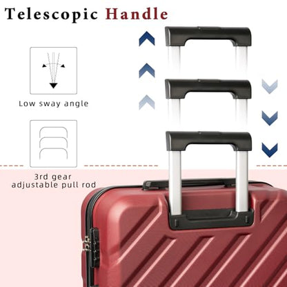 Luggage Sets,5 Piece (20"/24"/28"/DB/TB) Red | Removable wheels,Spinner Wheels dimensions 22x14x9 inches, airline compliant,combination lock - color: Vermilion