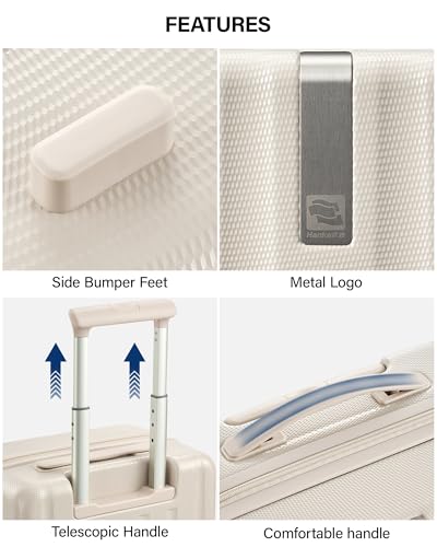 Hanke Upgraded Elite 2 Piece Luggage Set, 20 Inch Carry On & 29 Inch Extra Large Checked Suitcase, PC Hard Shell Suitcases with Wheels, TSA Lock, Explosion-Proof Zipper Travel Set,Ivory White - color: Off White, size: 2-Piece Set（20/29）