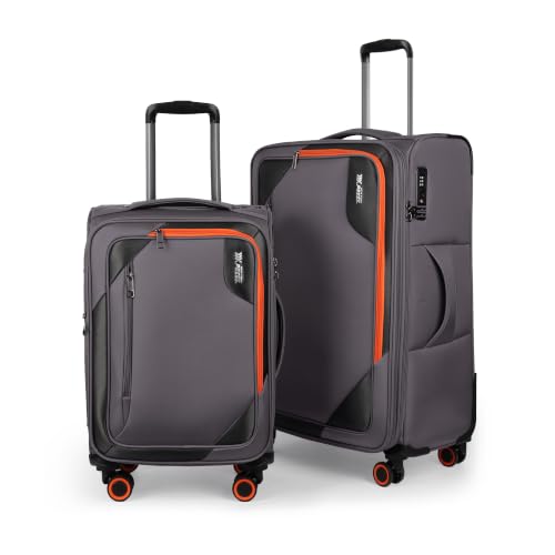 2-Piece(22/28in) Softside Luggage Set w/Front Open Pocket - color: Grey, size: 2-Piece Set (22"/28'')