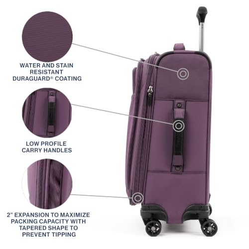 Travelpro Tourlite Softside 21" Expandable Luggage with 4 Spinner Wheels, Lightweight Suitcase, Carry-On, Deep Purple - color: Deep Purple, size: Carry-On 21-Inch