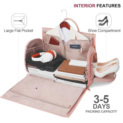 Modoker Convertible PU Leather Rolling Garment Duffle Bag for Women, Pink - color: Rolling Pink