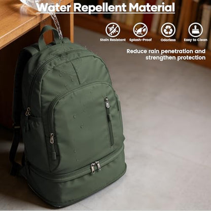 Gym Backpack for Women, Dance Volleyball Backpacks With Shoe Compartment - color: Green