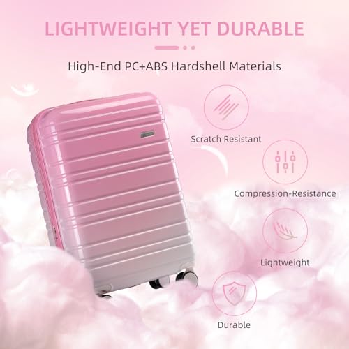 LARVENDER Carry on Luggage Sets 3 Piece, 20 Inch Suitcases, Peach Sparkling - color: Peach Sparkling-20BP, size: 3 Piece Set (Backpack/TB/20)