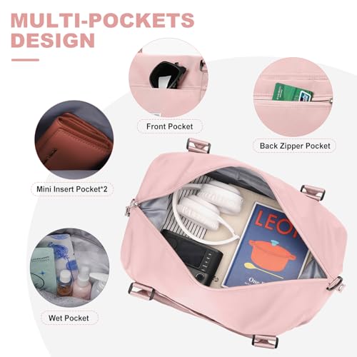 Travel Duffel Bags for Women,Carry-On Weekender Overnight Bag - color: Pink, size: Extra Large