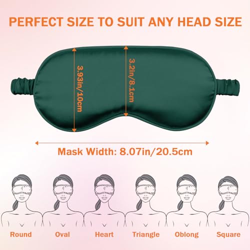 Amrules 2 Pack Silk Sleep Mask Set Adjustable, Green & Dark Red - color: Teal Green & Wine Red-silk Floss