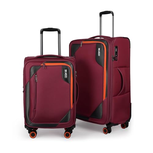 2-Piece(22/28in) Softside Luggage Set w/Front Open Pocket - color: Burgundy, size: 2-Piece Set (22"/28'')