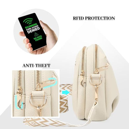 Crossbody Bag for Women Vegan Leather Handbag Purse Anti Theft RFID - color: Off-white