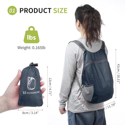 Ultra Lightweight Hiking-Daypack,Foldable Travel Packable Backpack - color: Navy Blue