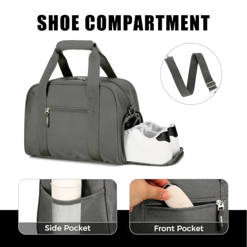 Searock 14 inch Small Gym Bag with Shoe Compartment - color: Dark Grey, size: 14 x 8 x 10″ (Small)