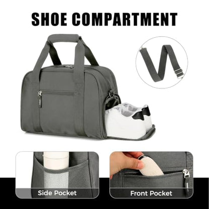 Searock 14 inch Small Gym Bag with Shoe Compartment - color: Dark Grey, size: 14 x 8 x 10″ (Small)