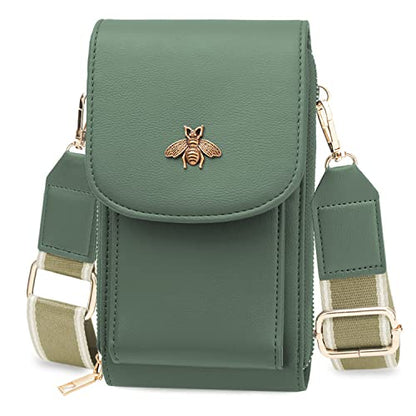 CrossBody Bags with Touchscreen Cell Phone Purse Window Zipper Pocket,RFID Blocking Card Holder iPhone bag for Women - color: Vertical - Grey Green