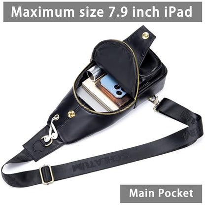 LUKZIJAES Genuine Leather Sling Bag for Men - color: #11-black