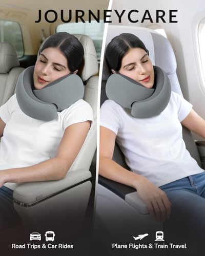 Travel Neck Pillow - Memory Foam Airplane Neck Pillow with Chin Support