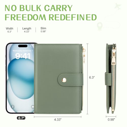 Passport Holder for Travel RFID Blocking Passport Wallet Cover - color: Dark Green