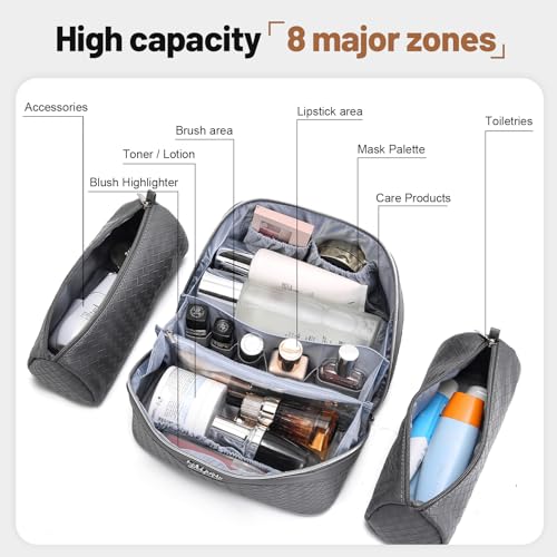 BOYATU Travel Makeup Bag Cosmetic Bags for Women: 3 Pcs Set Make up Bag - color: L07Grey