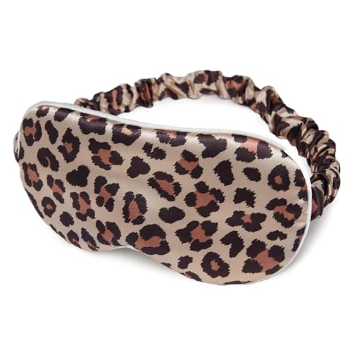 Funky Junque Adjustable Satin Sleep Mask for Women, Silk Filled Eye Mask, Ultra Lightweight, Blocks Light, for Travel, Meditation - Leopard | Soft satin sleep mask with adjustable strap for travel, naps, meditation, flights & restful sleep anywhere - colo