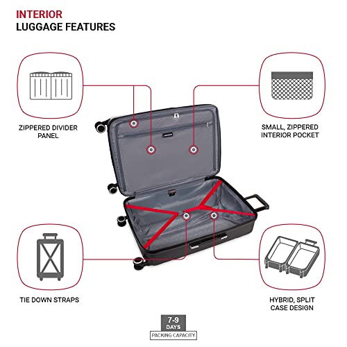 SwissGear 8028 Hardside Expandable Spinner Luggage, Black/White, Checked-Medium 24-Inch - color: Black/White, size: Checked-Medium 24-Inch