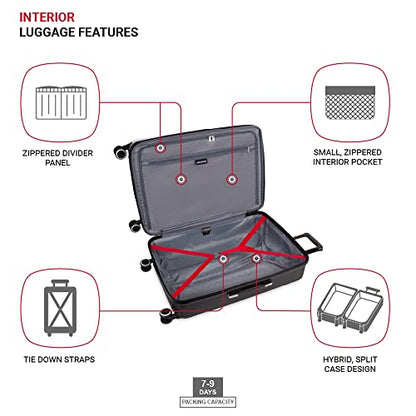 SwissGear 8028 Hardside Expandable Spinner Luggage, Black/White, Checked-Medium 24-Inch - color: Black/White, size: Checked-Medium 24-Inch