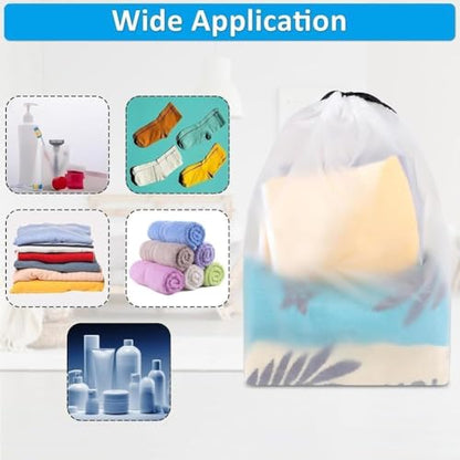 5 Pack Shoe Bags for Travel 15.7' x 11.8' Clear Waterproof Travel Shoe Bags for Packing Large Drawstring Storage Essentials Men Women clear pouches (White)