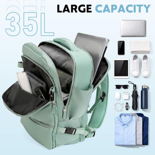 Travel Backpack,Carry on Flight Approved Daypack,Personal Item Bag - color: Green