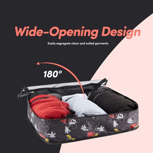Disney Packing Cubes for Travel – 5 Piece Compression Set, Mickey Minnie Stitch Pooh Luggage Organizer Bags - color: Black
