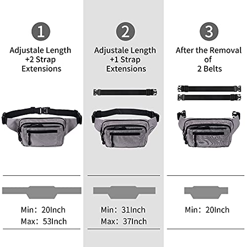 USPECLARE Clear Fanny Pack Stadium Approved Large Multi-Purpose Waist Bag - color: Grey, style: 1-pack-nylon