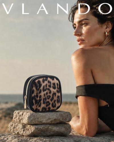 VLANDO Mini Makeup Bag for Purse,Slip-in Pocket,Leopard,Black - color: Mini-Leopard Black