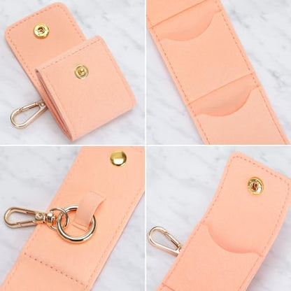 KUKUVR Mini Travel Jewelry Organizer Case with Keychain (Pink) - color: Pink