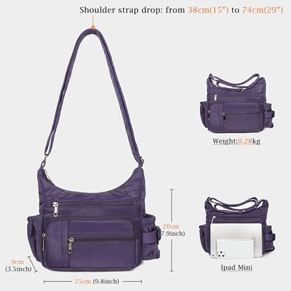VOLGANIK ROCK RFID Anti Thief Crossbody Bag for Women Waterproof Shoulder Bag Messenger Bag Casual Nylon Purse Handbag - color: Purple
