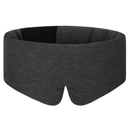 ALASKA BEAR Wraparound Style Organic Cotton Eye Mask with Padded Nose, Big Wide Headband and Large Coverage Ear Muff Sleeping Mask with Bottom Flap for Full Blackout, Dark Grey - color: Dark Grey
