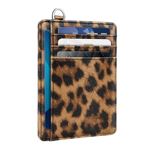 Coco Rossi Slim Front Pocket Wallet Leopard Credit Card Holder Women - color: A Leopard