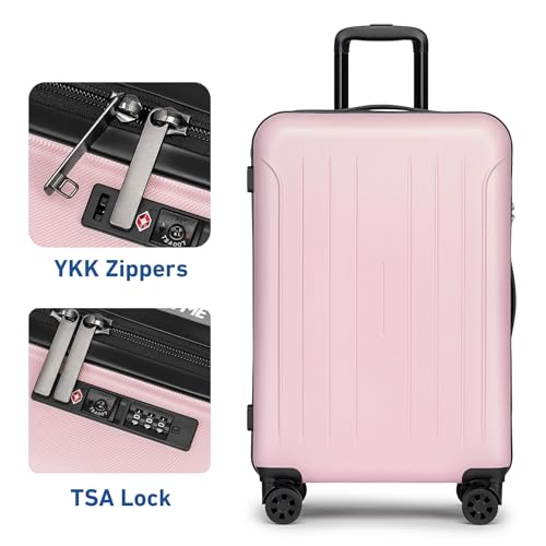 KYME Luggage Sets 2 Piece Hardshell Suitcase with TSA Lock,Pink, 20"/24" - color: Pink, size: 2Pcs Set(20"/24")