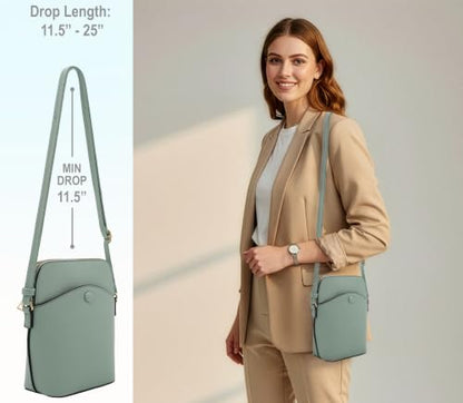 Solene Small Crossbody Bag with Gold Hardware, Mini Shoulder Purse with Adjustable Strap - color: Mint