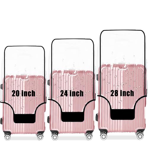 3-Piece Set (20/24/28 Inch) Clear Suitcase Cover (Black Trim) - size: 20"/24"/28"